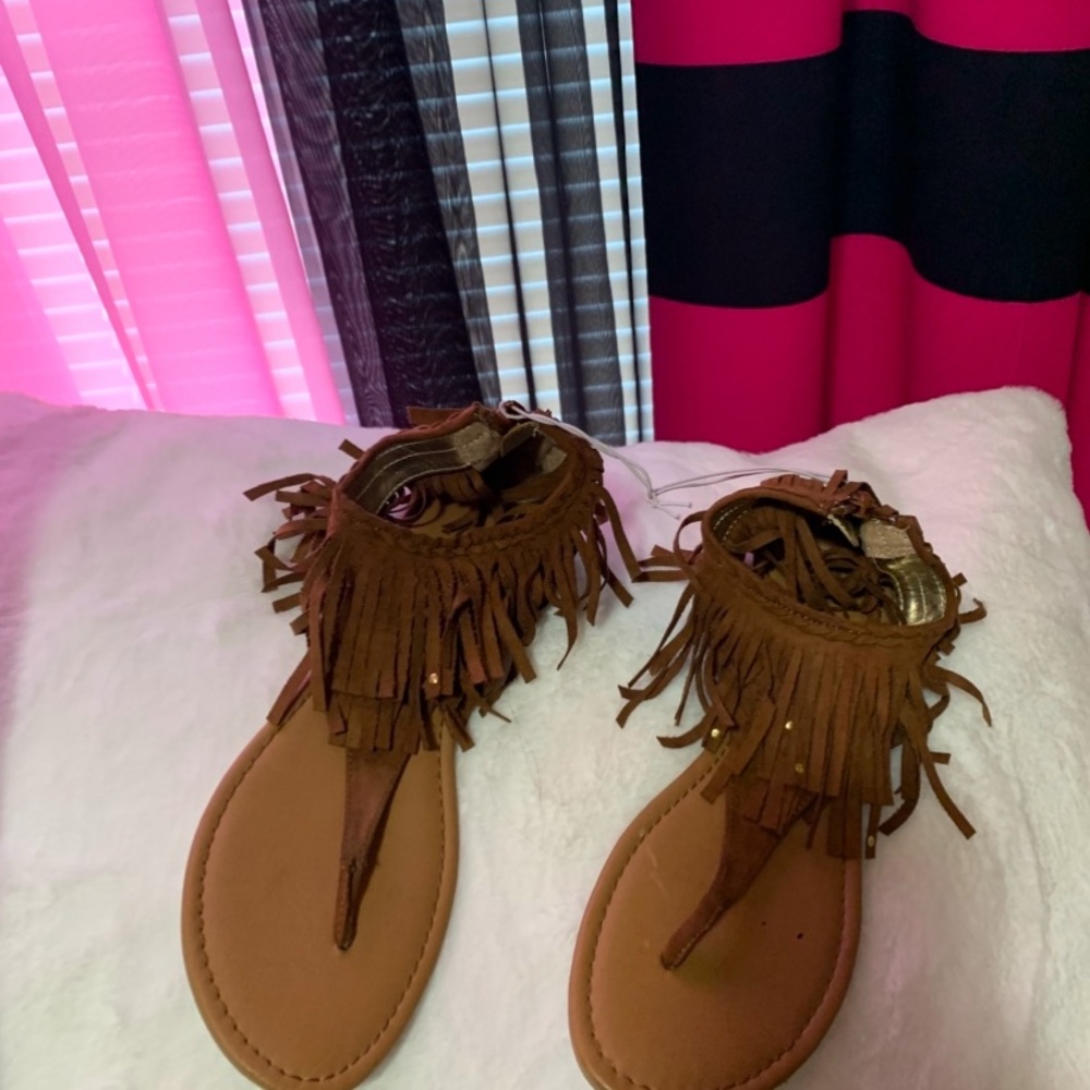 Brown Fringe Sandals